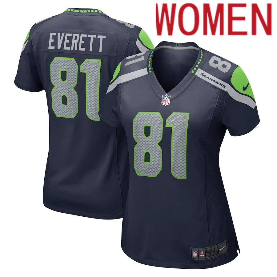 Women Seattle Seahawks #81 Gerald Everett Nike College Navy Game NFL Jersey->women nfl jersey->Women Jersey